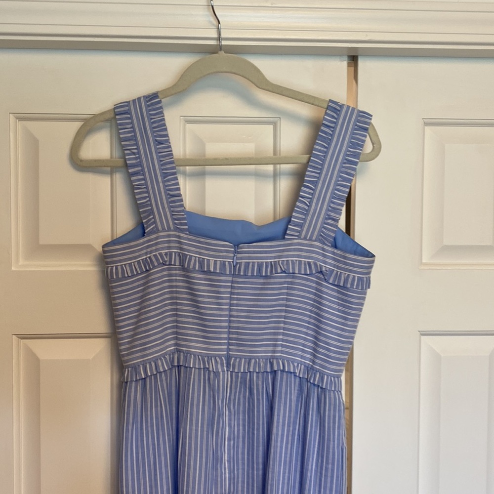 Gal Meets Glam Courtney Rio Stripe Lawn Maxi Dress Blue and White Size 2 - Picture 7 of 12